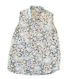 Bimba Y Lola Face Print Sleeves Top Sz: Small